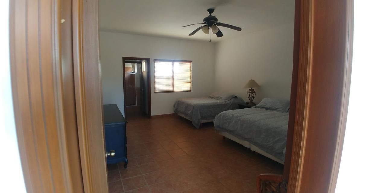 Refined lodge bedroom interior